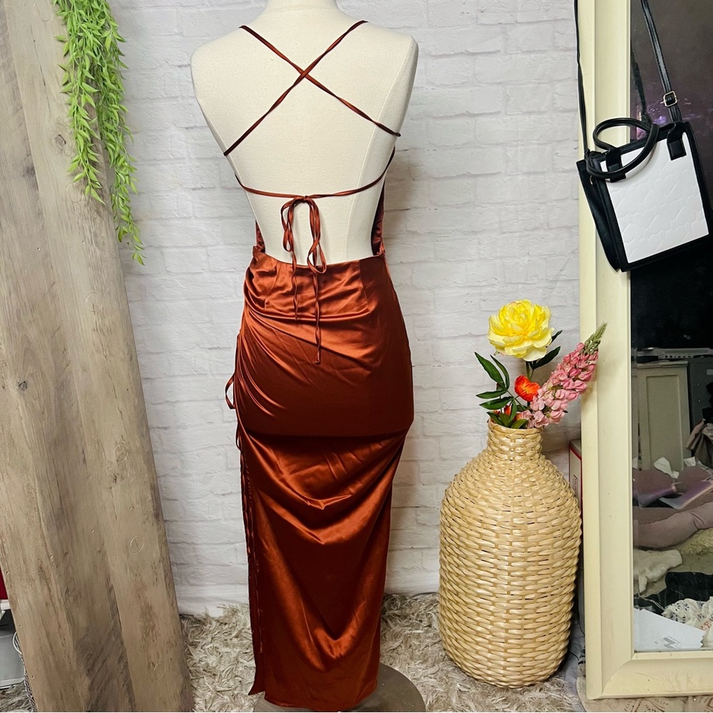 Copper Silk Dress - image 7